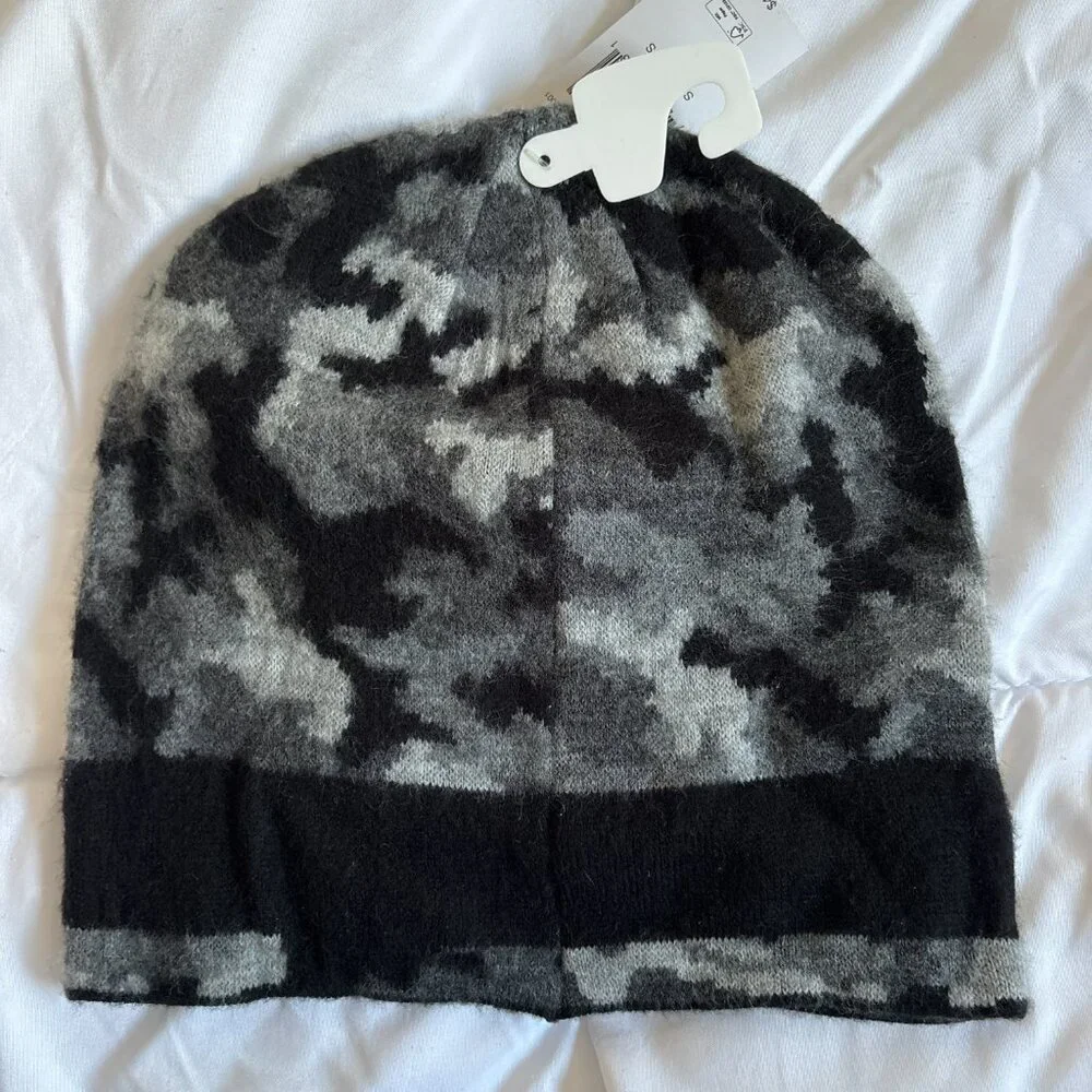 Michael Kors Knit Unisex Graphic Logo Camo Grey Black Beanie Hat Techwear Urban